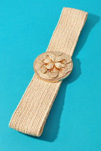 Merveille - Women's Center Flower Straw Belt