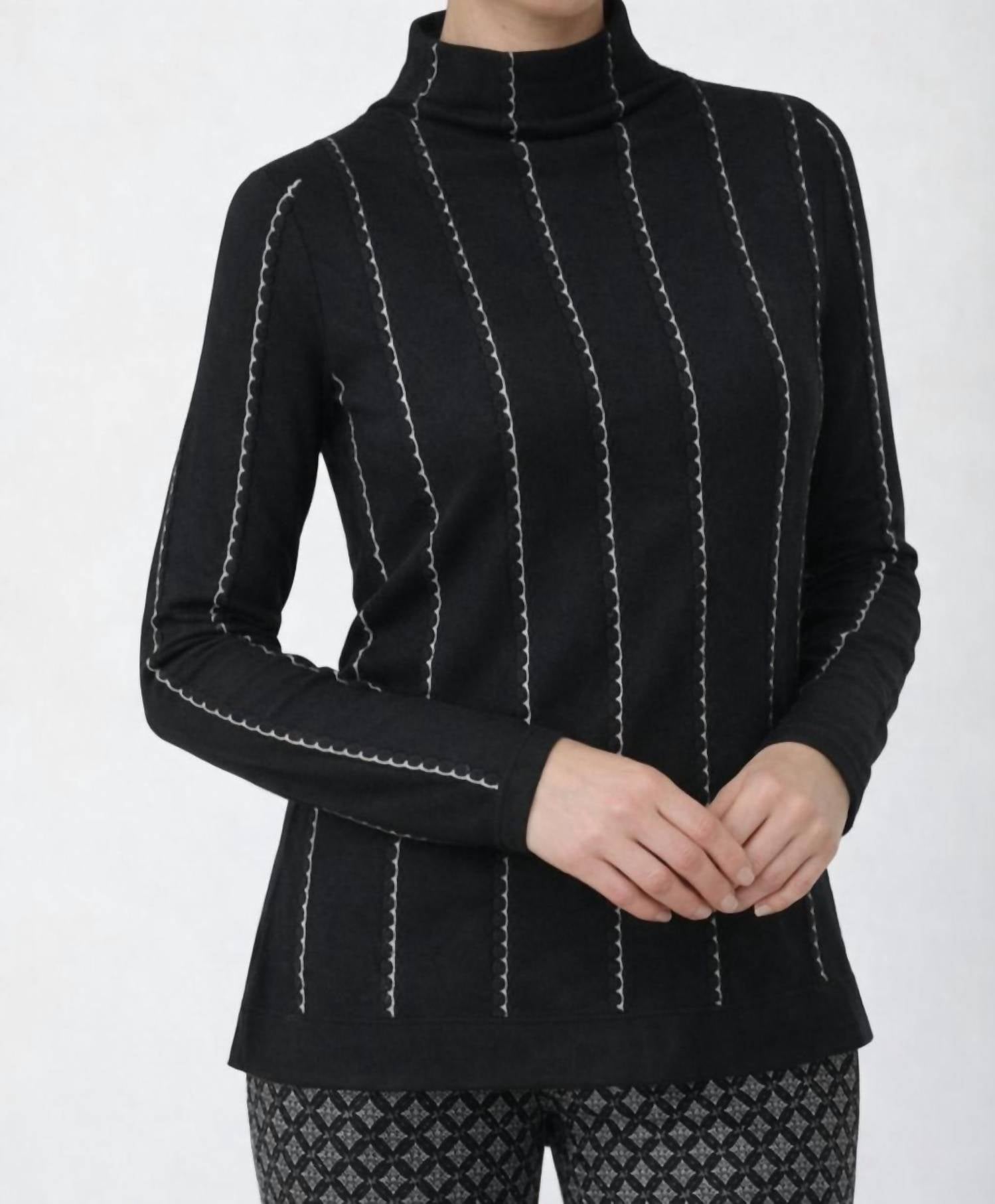 J'Envie/Eli The Nicosia Turtleneck Sweater in black ivory - women's sweater