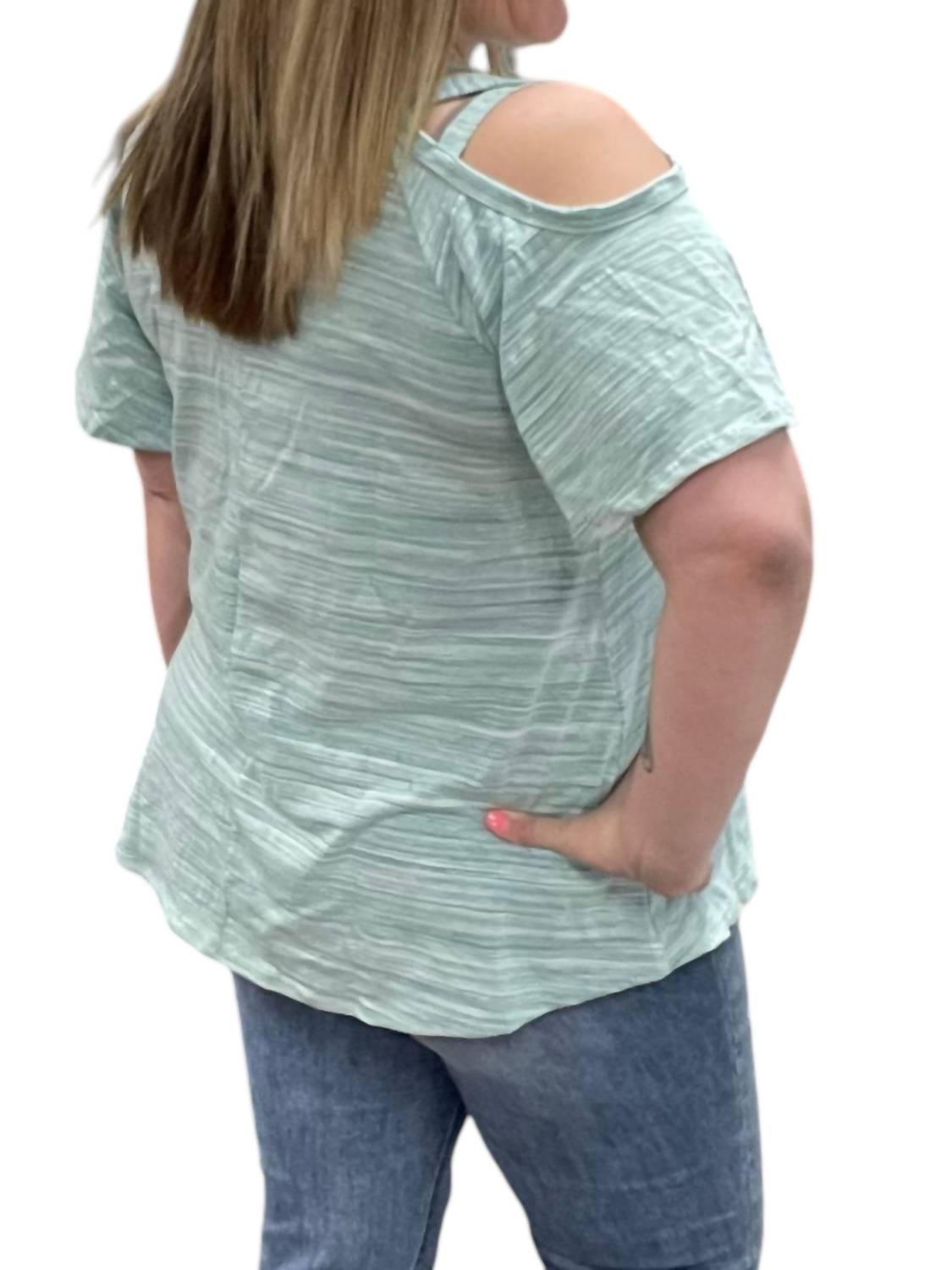 White Birch - Marled Cold Shoulder Tunic Top