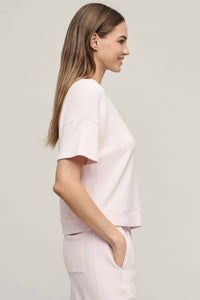 Barefoot Dreams - Brushed Fleece Short Sleeve Dropped Shoulder Pullover Top