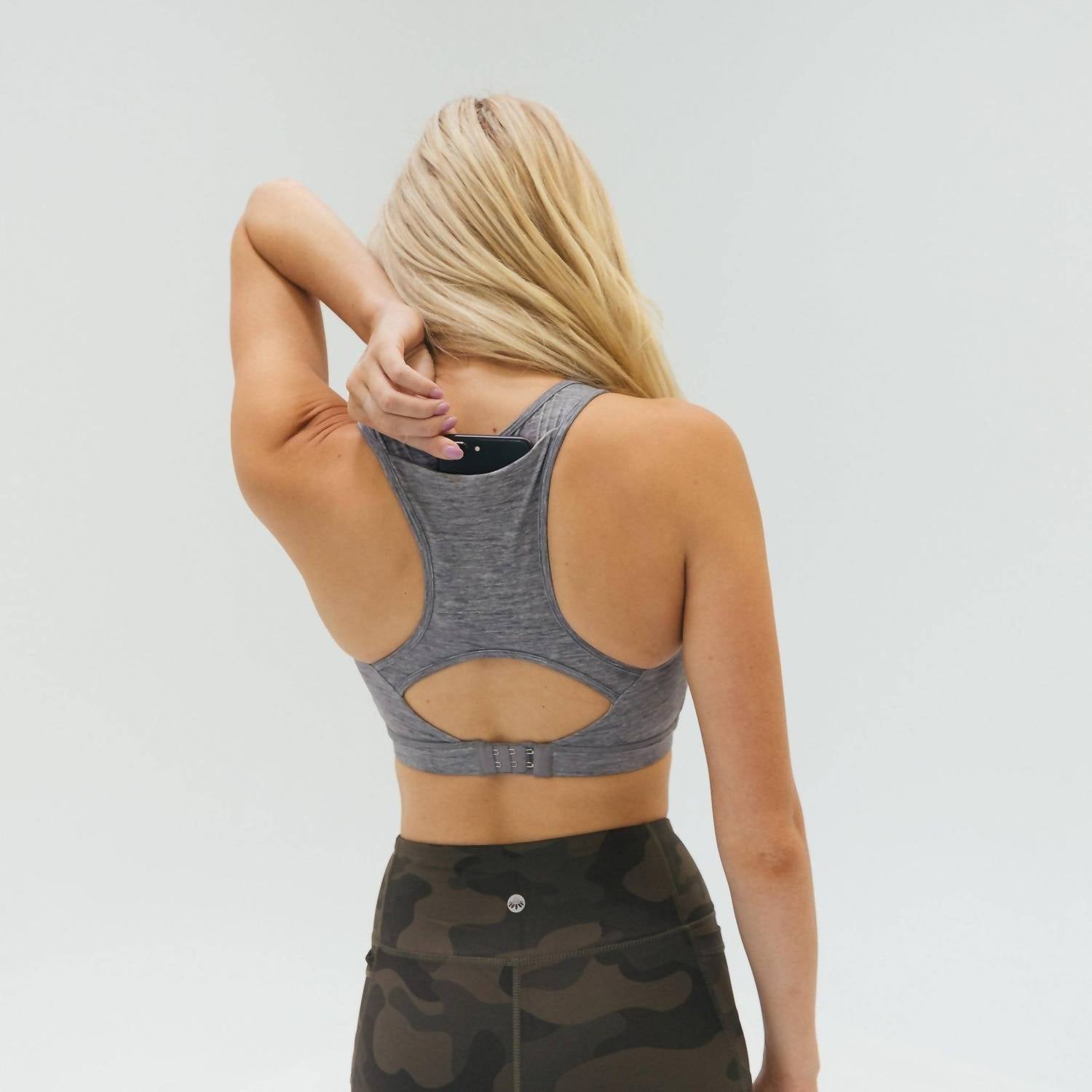 Senita Athletics Go With The Flow Nursing Sports Bra in heathered gray - women's intimate - alternate view