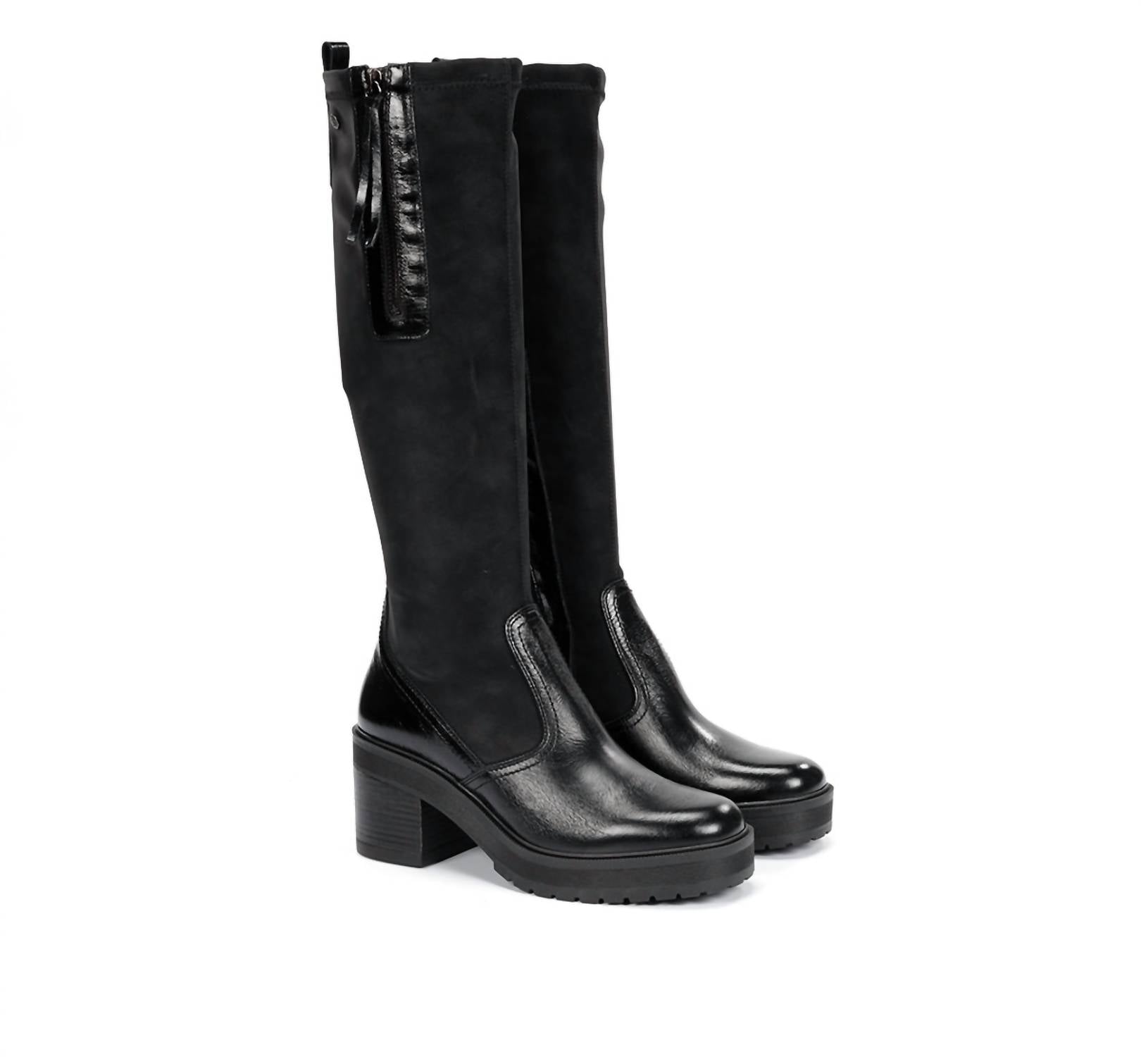 Dorking by Fluchos Women's Sarah Tall Boots in black - women's shoe - detail view