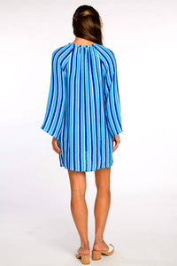 Elizabeth James The Label Chelsea Mini Dress in french blue stripe - women's dress - detail view