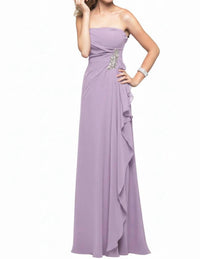 Last Dress - Strapless Chiffon Elegant Ruffle Prom Dress