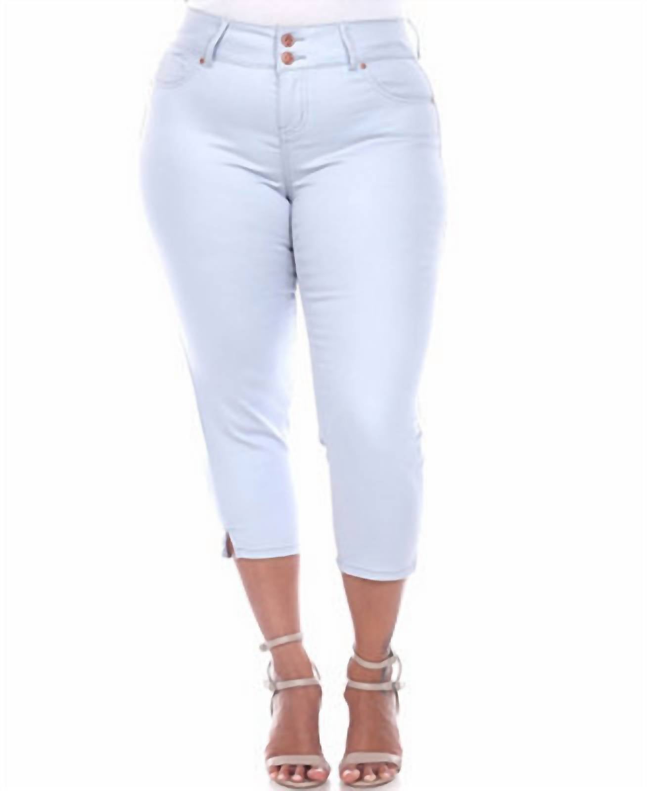 White Mark Women's Classic Fit Pockets Jean - Plus in denim blue - women's jeans