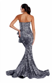 Peplum embroidered gown