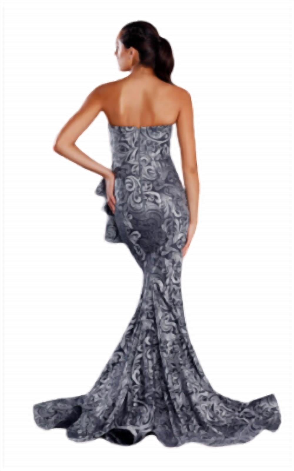Peplum embroidered gown