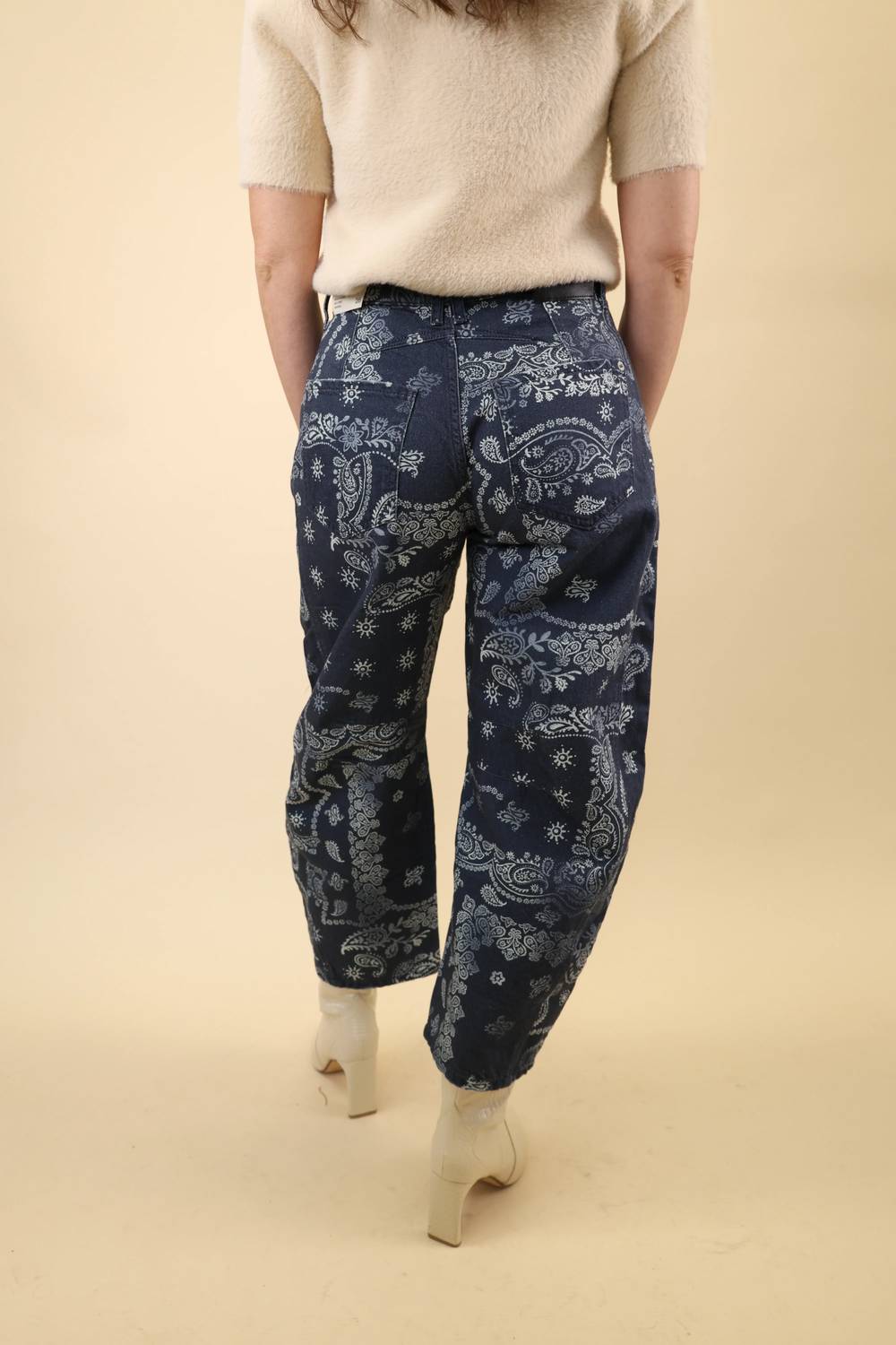 Free People - Women's Good Luck Printed Barrel Jeans