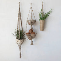 Creative Co-Op - Hand-Woven Jute Macrame 2-Tier Hanging Basket