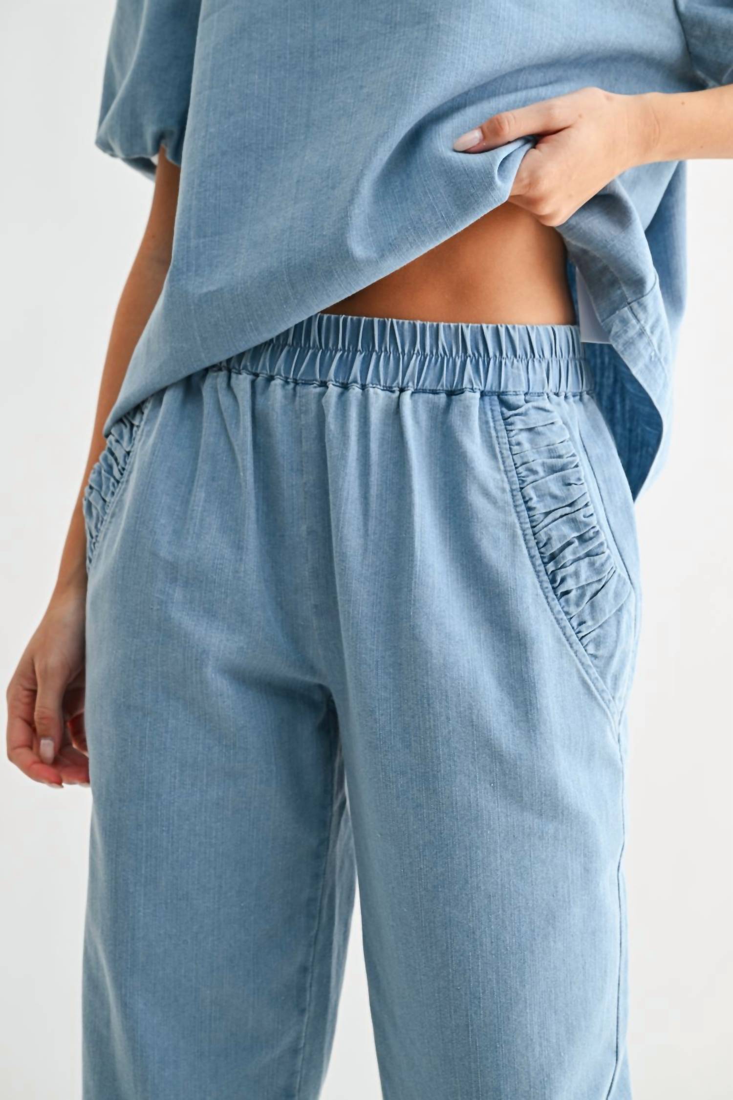 Joh Demna Relaxed Straight Leg Pants in denim - women's pants - view 4