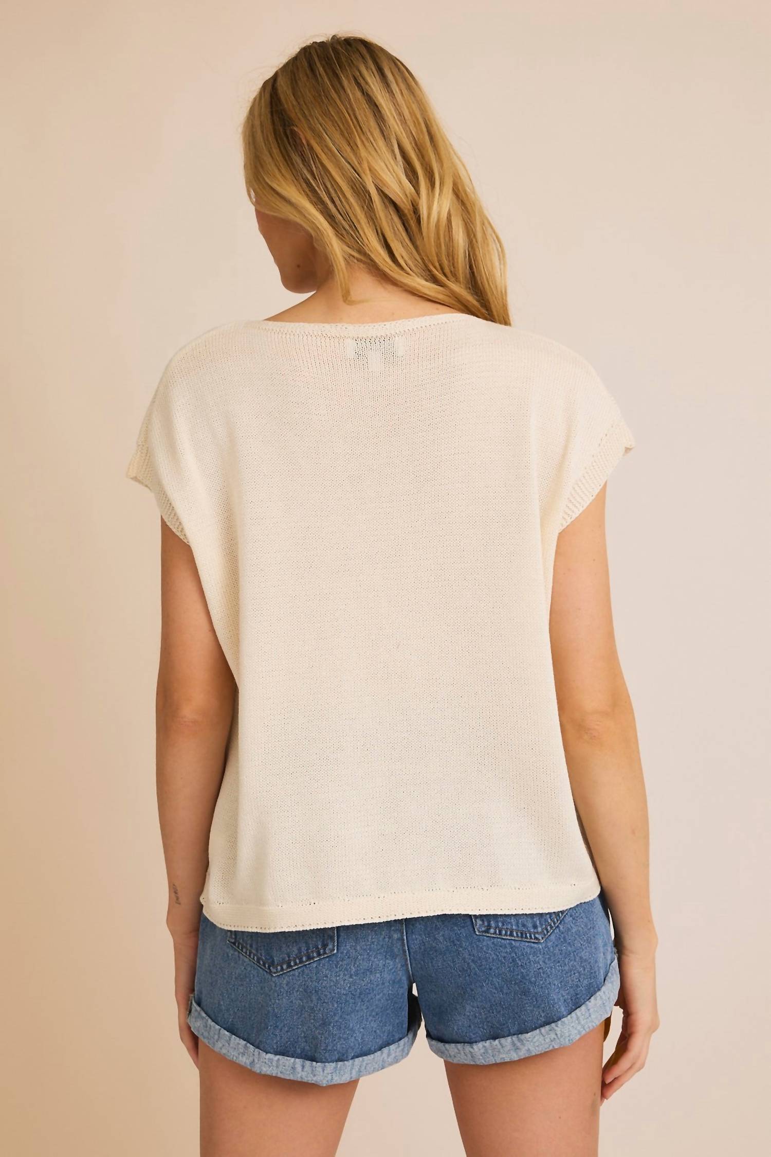 Gilli - Zesty Embroidered Oranges Knit Top