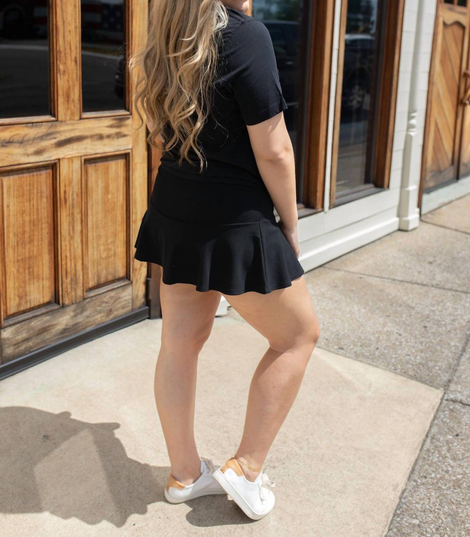 Timing Playful Ruffles High Waist Skort in black - women's skirt - alternate view