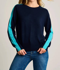 LISA TODD Stripefull Sweater in midnight - women's sweater