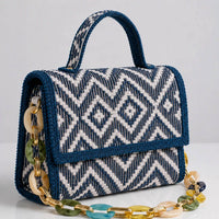 Elektra'S Workshop - Women's Top Handle Woven Resin Chain Bag