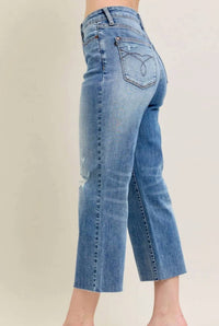 Judy Blue - High Waist Raw Hem Crop Jeans