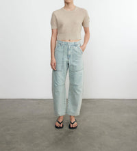 Enza Costa - LINEN OPEN KNIT CROPPED SHORT SLEEVE SWEATER