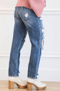 Kancan - Stevenson High Rise Distressed Straight Leg Jeans