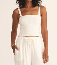 Z Supply - Amelie Smocked Linen Crop Top