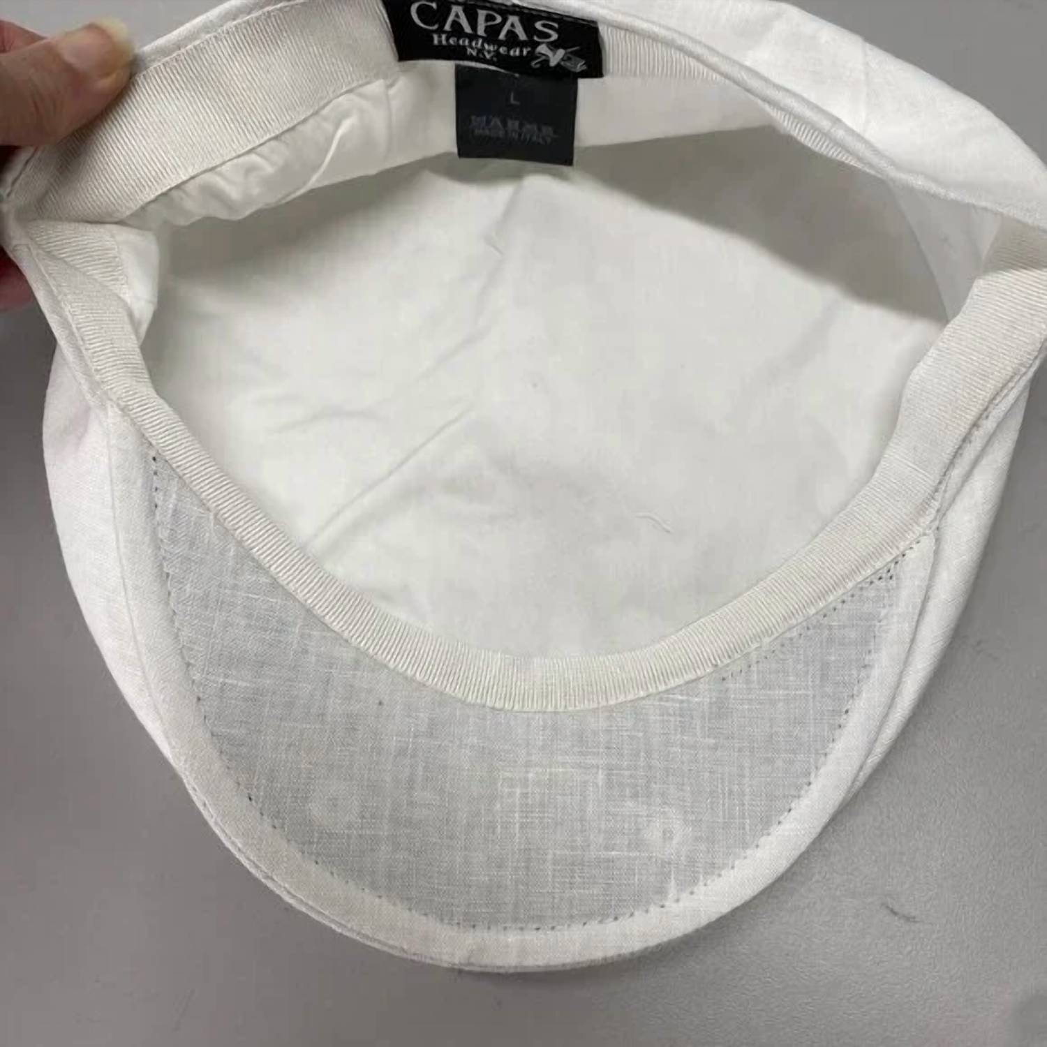 Capas Headwear Men’s Linen Newsboy Hat in white - men's hat - view 7