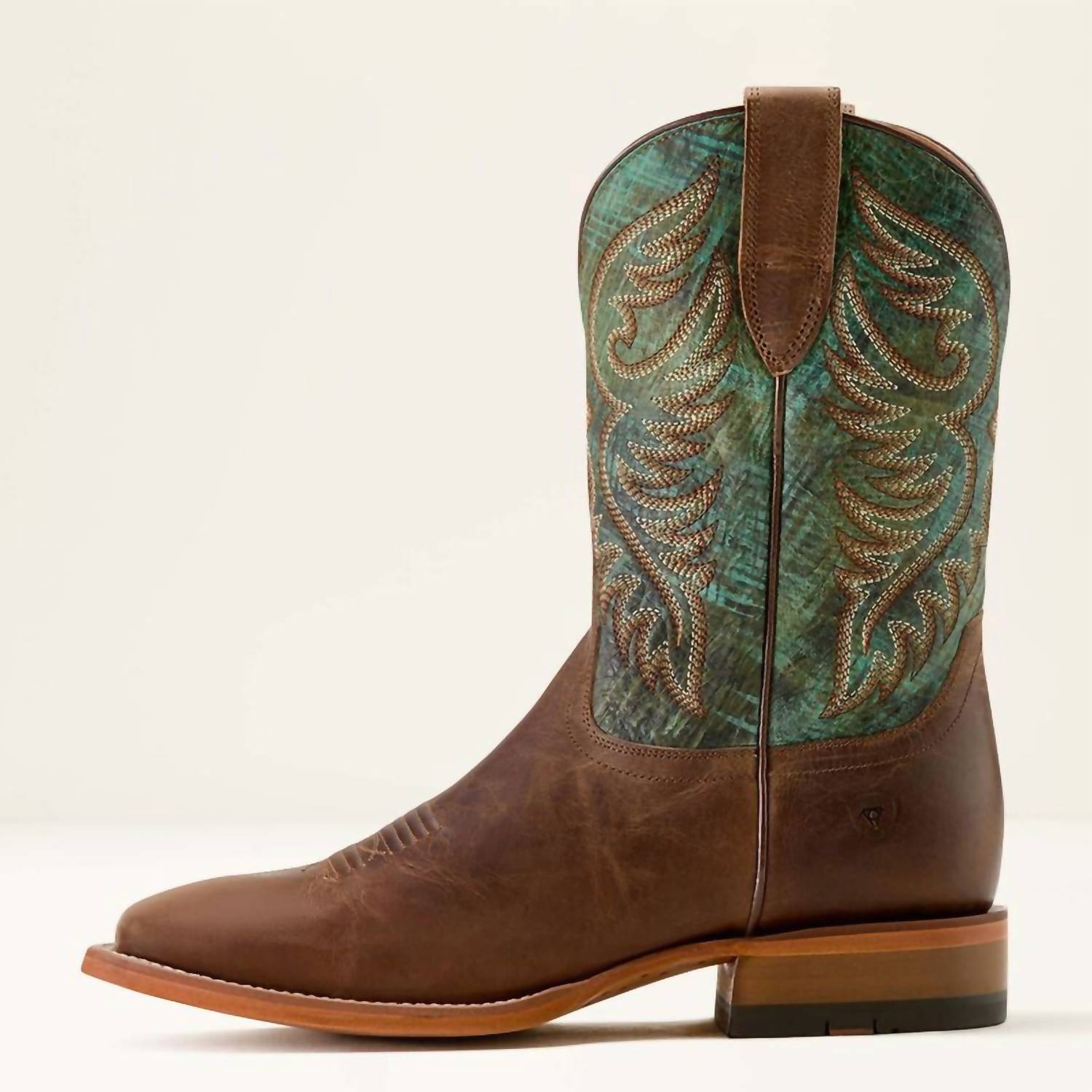 ARIAT Men's Wiley Square Toe Cowboy Boot - Medium in totally tan roaring turquoise - men's boots