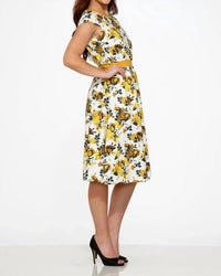 Orchid Bloom - Cap Sleeves Midi Dress