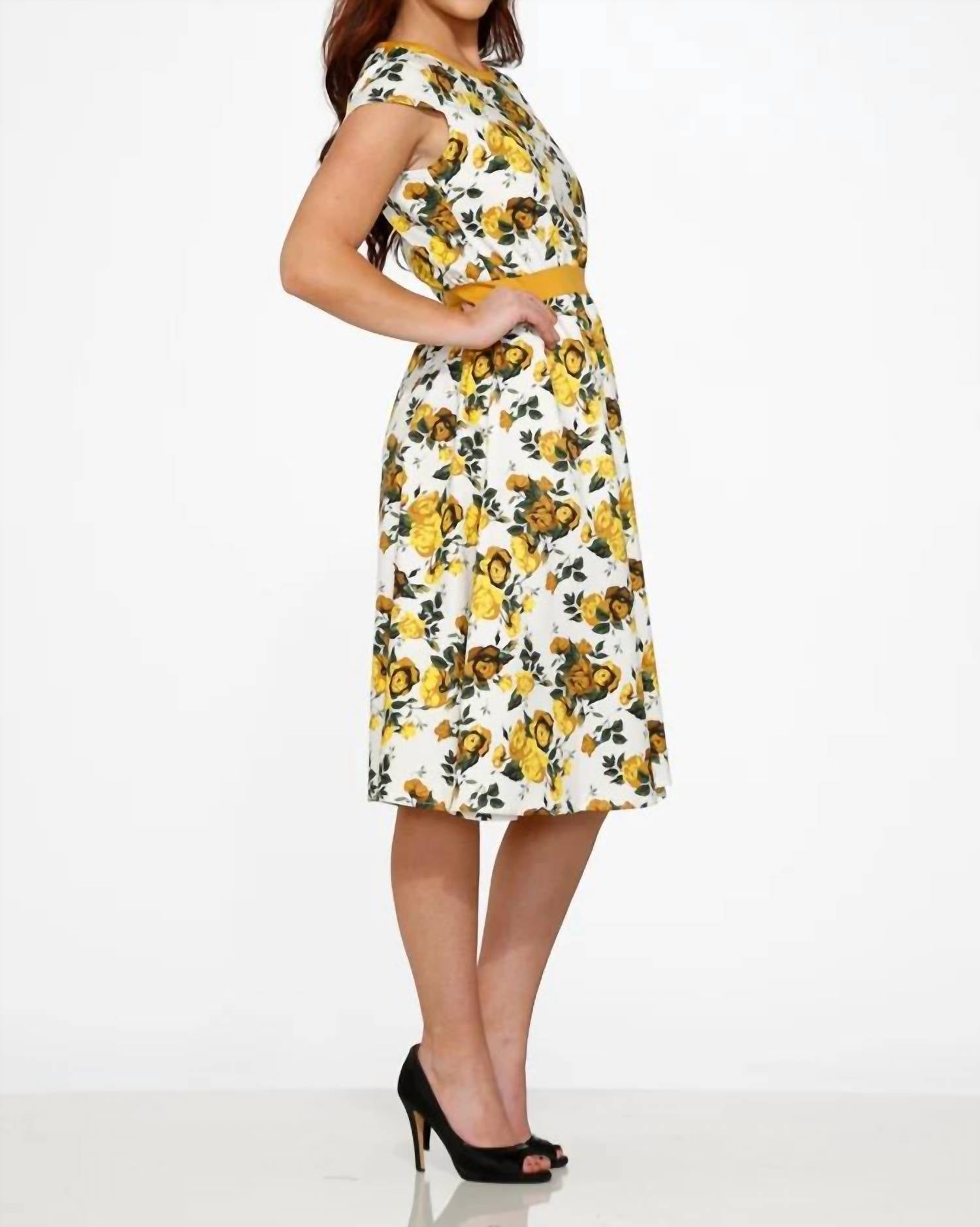 Orchid Bloom - Cap Sleeves Midi Dress