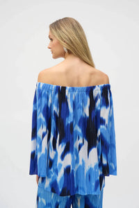 Joseph Ribkoff - PLEATED NOVELTY TROPICAL PRINT OFF-SHOULDER TOP