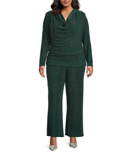 Skies Are Blue - Metallic Lurex Cowl Neck Long Sleeve Top