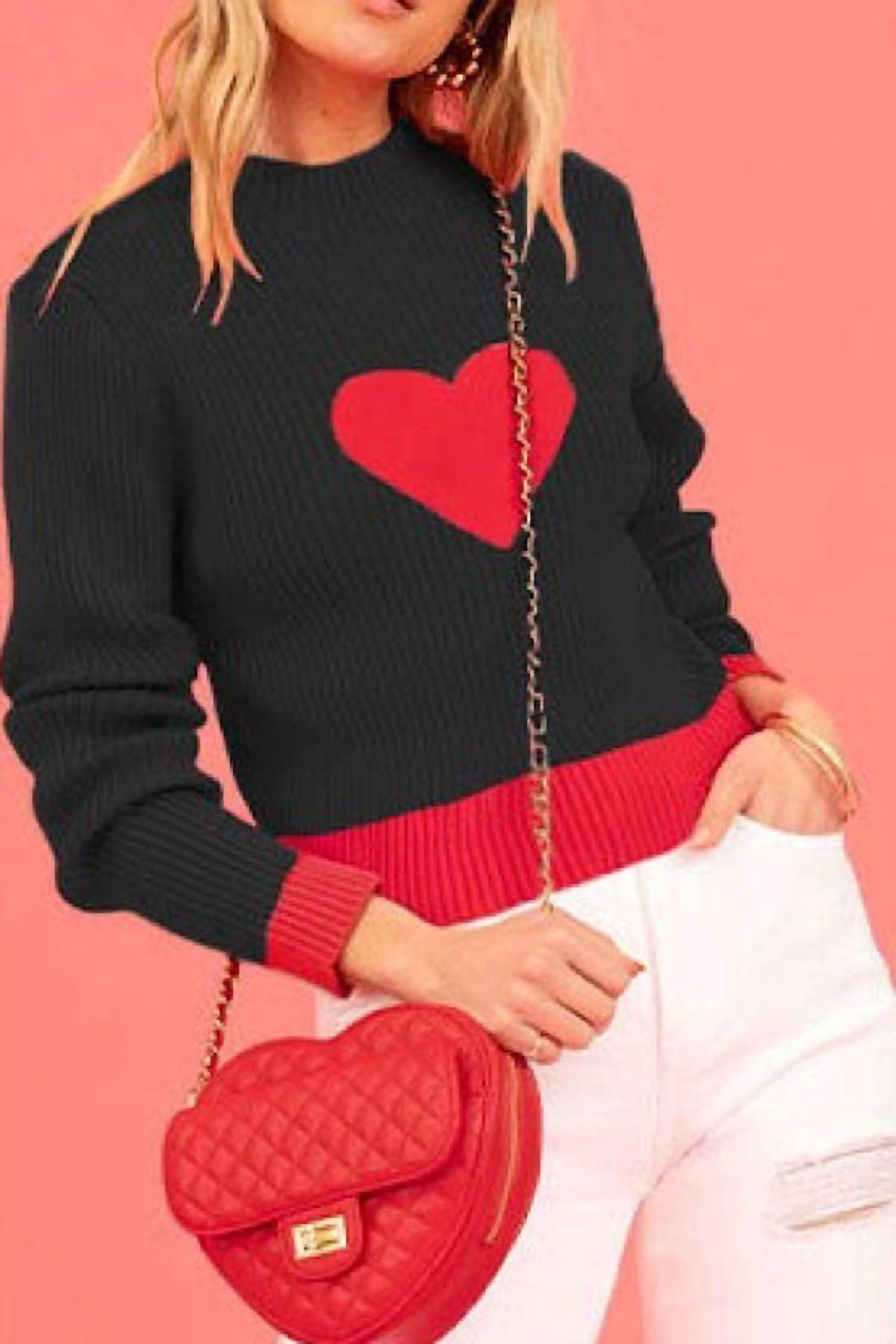 Miss Sparkling - Ribbed Heart Sweater