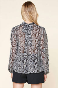 Sugarlips - Snake Print Mock Neck Blouse