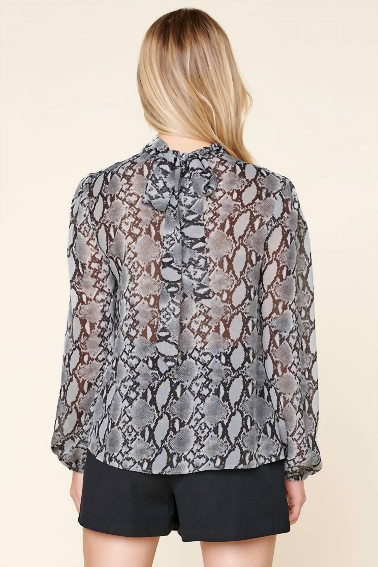 Sugarlips - Snake Print Mock Neck Blouse