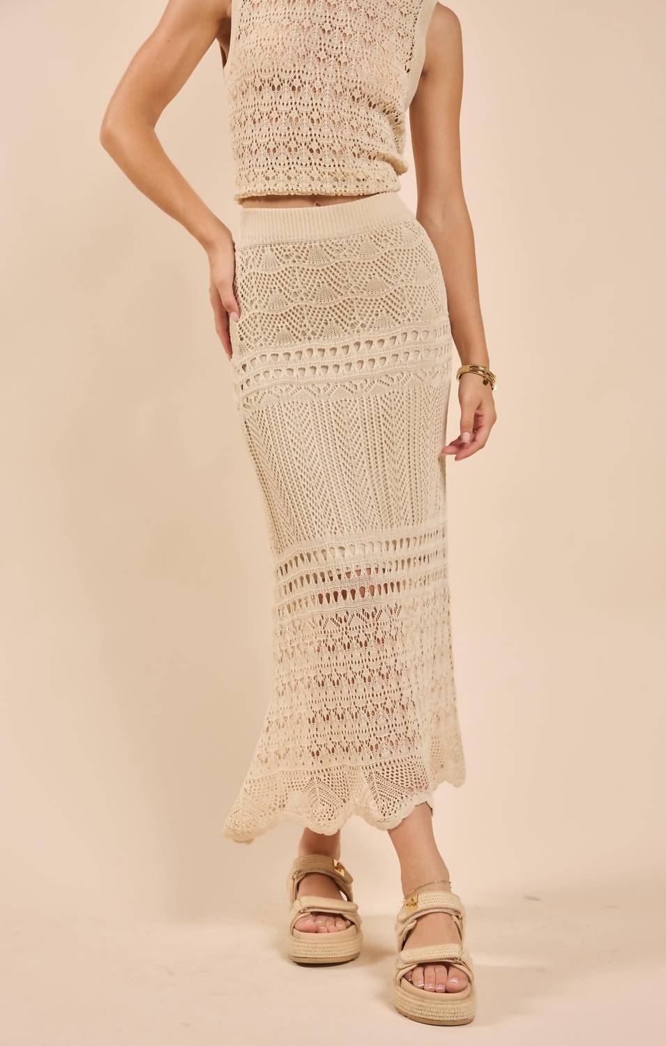 Sadie & Sage - Dya Crochet Knit Midi Skirt