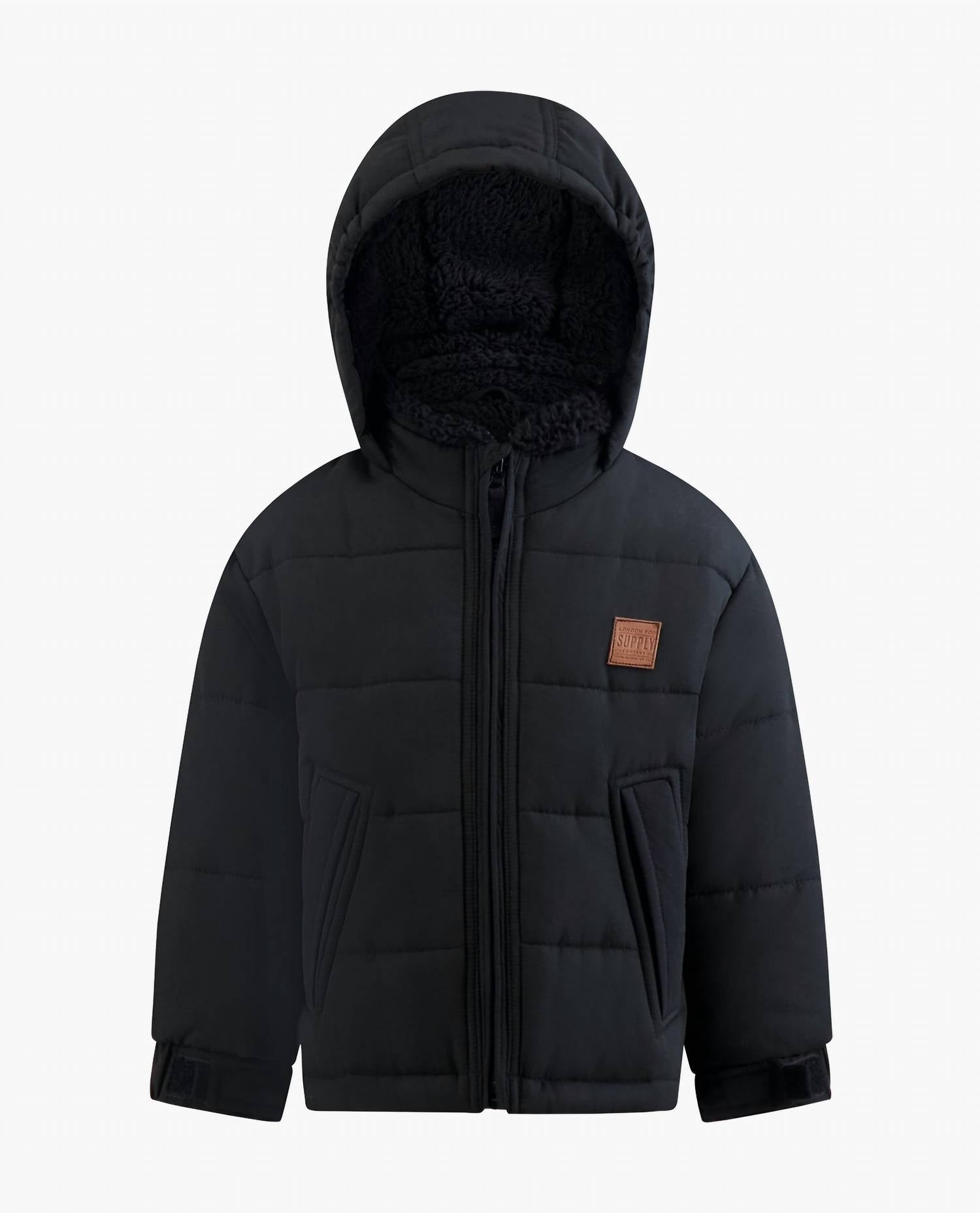 London Fog - Baby Boys Zip-front Hooded Sherpa Lined Puffer Jacket