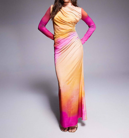 Daska - Ruched Blur Print Maxi Dress