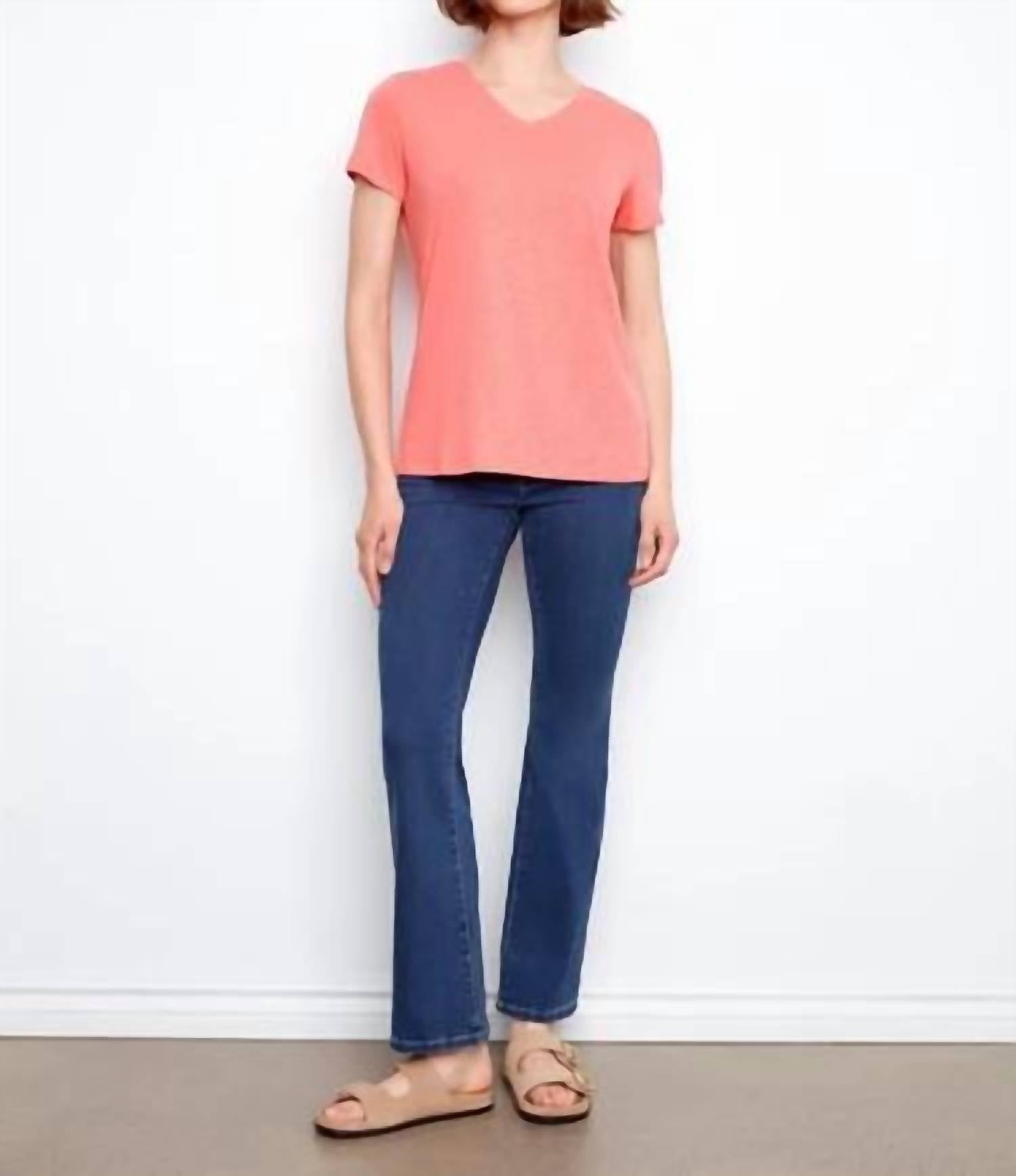Charlie B - Linen Blend V-neck T-shirt