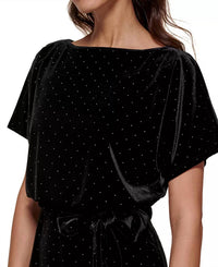Kensie - Studded Velvet Sheath Belted Dress