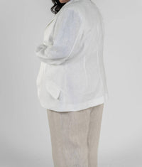 Adriana Contreras - White Linen Long Sleeve Blazer - Plus