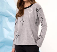 french kyss Scoop Neck Diamond Sweater in slate multi - women's sweater