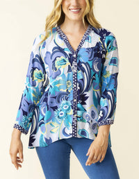 Habitat - Vintage Mixed Print Mandarin Collar