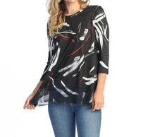 Jess & Jane - Abstract Colored Chiffon Hem Top