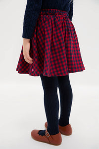 PINK CHICKEN Gianna Skirt in red blue check - kids' skirt - alternate view