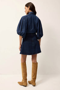 Marie Oliver Navi Top in chambray - women's blouse - alternate view