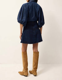 Marie Oliver Navi Top in chambray - women's blouse - detail view