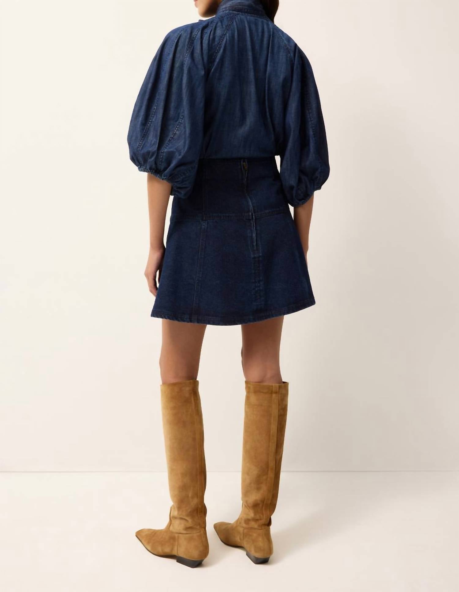 Marie Oliver Navi Top in chambray - women's blouse - detail view