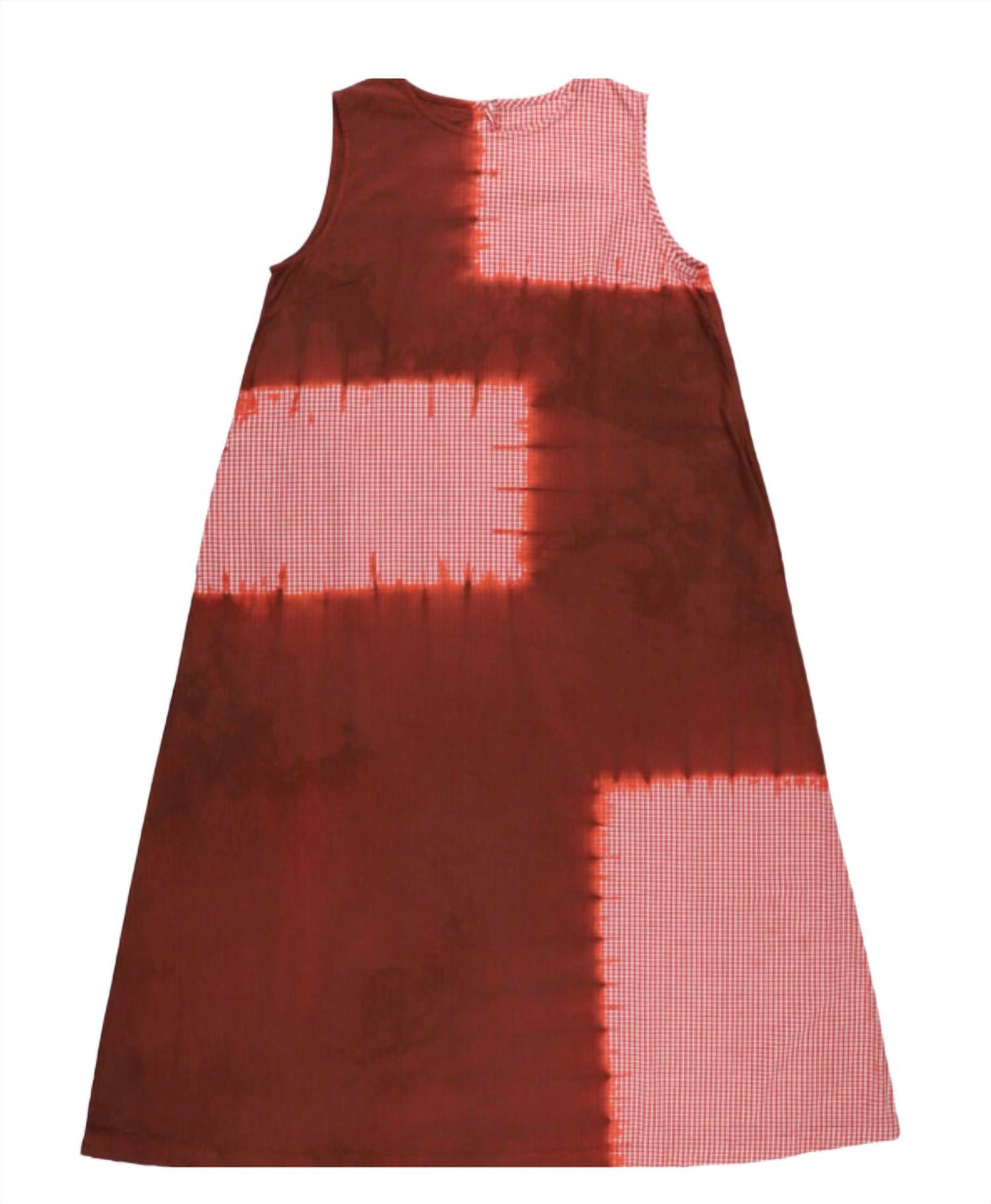 Suzusan - Women's Cotton Gingham Check Wide Sleeveless Dress