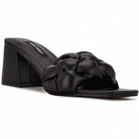 Nine West - Women's Gotti3 Braided Square Toe Block Heel Slide Sandals