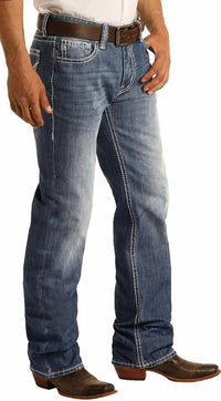 Rock & Roll Denim Men's Double Barrel Relaxed Fit Straight Leg Jeans in medium wash - men's jeans - alternate view