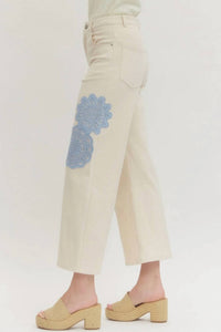 Entro - Lace Applique Wide Leg Pants