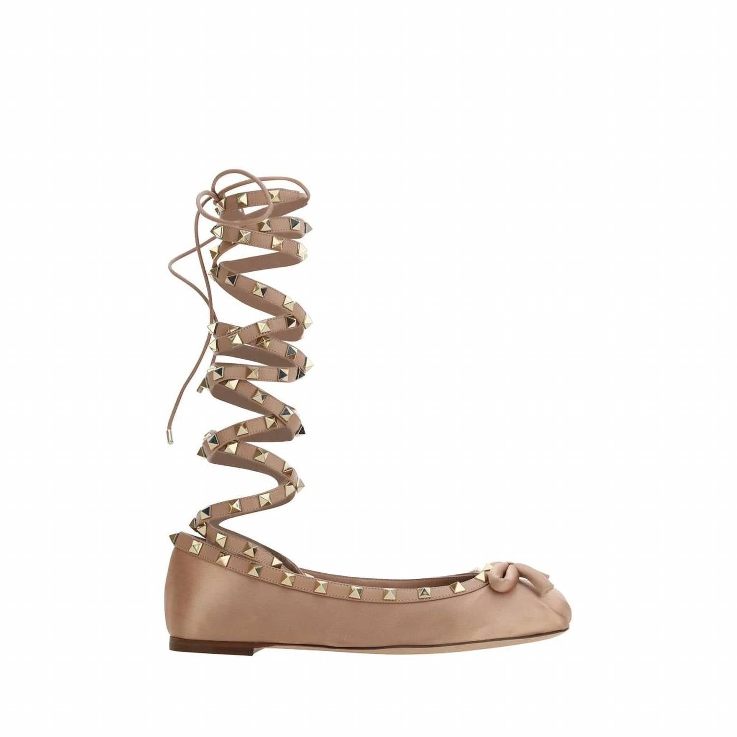 Valentino Garavani - Women's Rockstud Satin Ballerina Flats