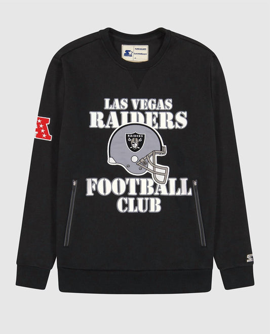 Starter - Men's Las Vegas Raiders Crew Neck Sweatshirt With Zip Pockets